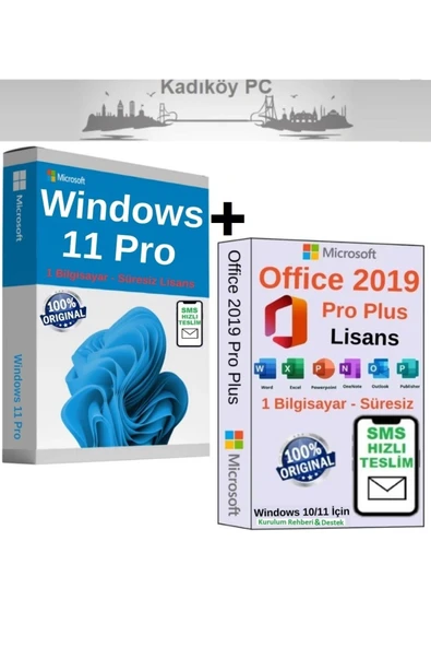 MICROSOFT Office 2019 Pro Plus Lisans süresiz + Windows 11 Pro Lisans süresiz ürün görseli 1