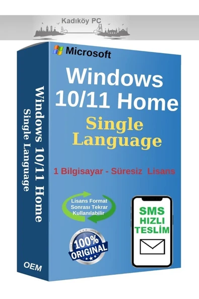 MICROSOFT Windows 10 Ve Windows 11 Home Single Language Lisans - 1pc - Anında Sms Teslimat ürün görseli 1