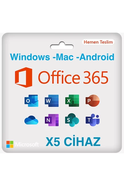 MICROSOFT Office 365 -5 Cihaz 1 Yıl Dijital Hesap ( KARGO ÜCRETİ YOKTUR)
