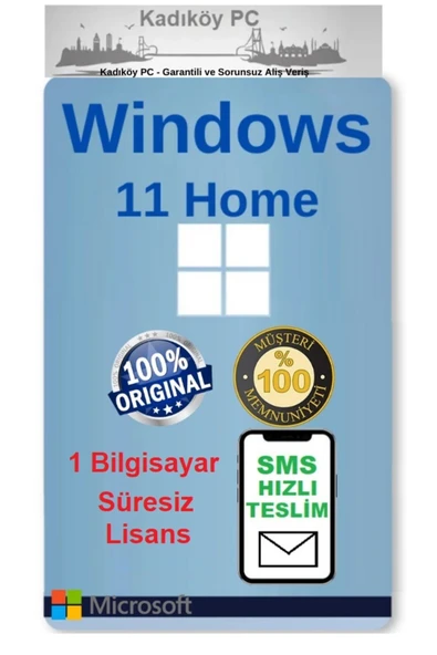 MICROSOFT Windows 11 Home Lisans Süresiz 1 PC - Garantili - SMS Hemen Teslim ürün görseli 1
