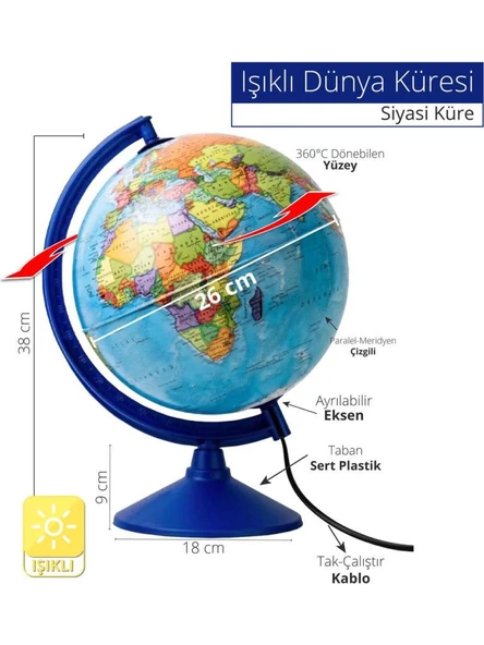 GURBUZ KURE 26cm.ISIKLI SIYASI (47303) - 1