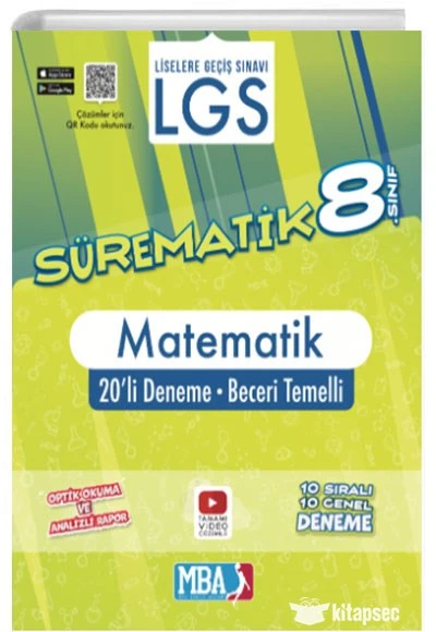 8. Sınıf LGS Sürematik Matematik 20`li Deneme Mavi Boncuk Akademi ürün görseli 1