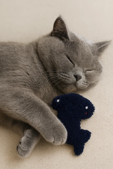 Kedi Oyuncağı Catnip ve Zilli İnteraktif, Rahatlatıcı Oyun Arkadaşı - Lacivert Çekiç Kafa - 3