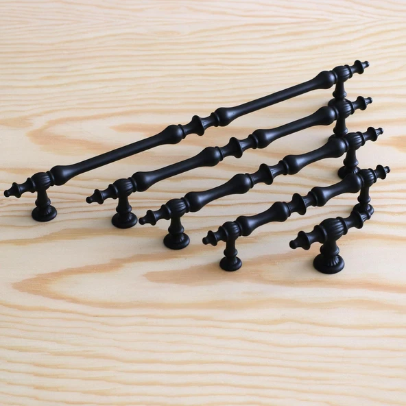 Şehzade Kulp Düğme Mobilya Mutfak Çekmece Kulpları Dolap Kulpları Kapak Kulpu Kulbu Siyah Metal - Resim 3