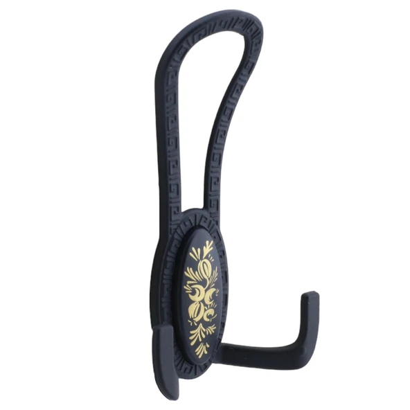 Palmira Portmanto Vestiyer Duvar Askısı Metal Dolap Elbise Askılığı Mat Siyah Desenli - Resim 2