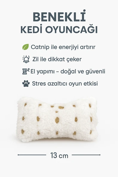 Kedi Oyuncağı Catnip ve Zilli İnteraktif, Rahatlatıcı Oyun Arkadaşı - Benekli - 3