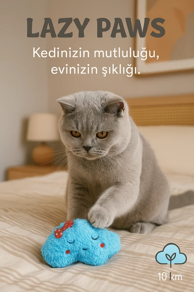 Kedi OyuncağıCatnip ve Zilli İnteraktif, Rahatlatıcı Oyun Arkadaşı - Mavi Bulut - 3