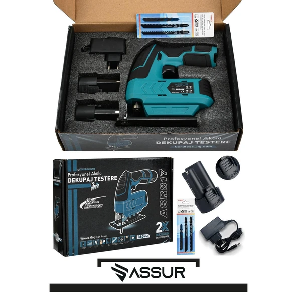Assur Profesyonel 12 V Çift Akülü Şarjlı Dekupaj Testere Makinesi - 3