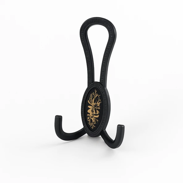 Palmira Portmanto Vestiyer Duvar Askısı Metal Dolap Elbise Askılığı Mat Siyah Desenli ürün görseli 1