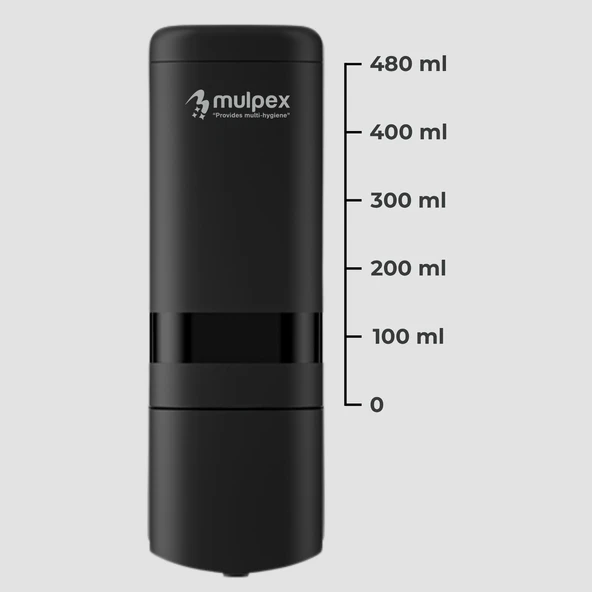 Mulpex 480 ml Siyah Duvara Monte Sıvı Sabun Dispenseri Premium Kalite ABS Gövde, Anahtarlı, Şık ve Güvenli - 5