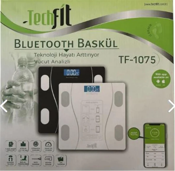 Techfit Dijital Baskül TF-1075 (Bluetooth Özellikli) Hassas Ölçüm (2.5-180kg) ürün görseli 1