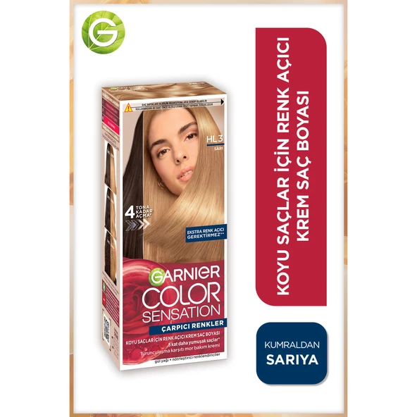 Garnier Çarpıcı Renkler HL3 Koyu Saçlar için Sarı Saç Açıcı Krem Saç Boyası ürün görseli 1