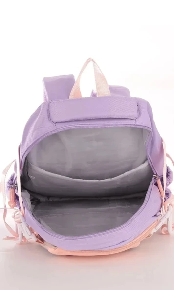 Relaxion 1450 Lila İthal Kore Tarzı Unisex İlkokul Çocuk  Sırt Çantası - 3