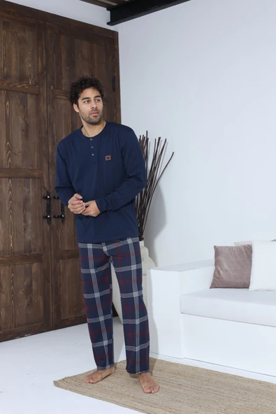 Boyraz Erkek Penye Süprem Uzun Kol Pijama Takımı - 6