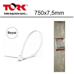 Tork TRK-750-7,5mm Beyaz 100lü Kablo Bağı - Resim 2