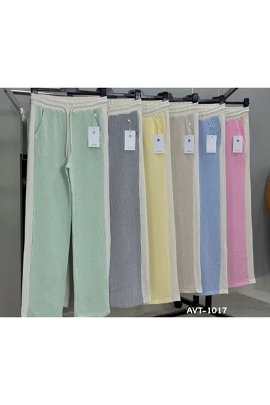 SU YOLU GARNİLİ DÜZ PAÇA PANTOLON - Resim 2