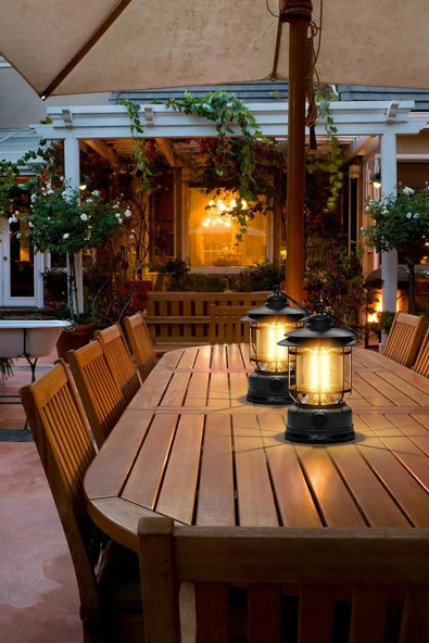 LED Şarjlı Kamp Lambası Işık Dimmer Ayarlı Askılı Portatif Işıldak El Feneri Gece Lamba Yeşil PR20 - Resim 8