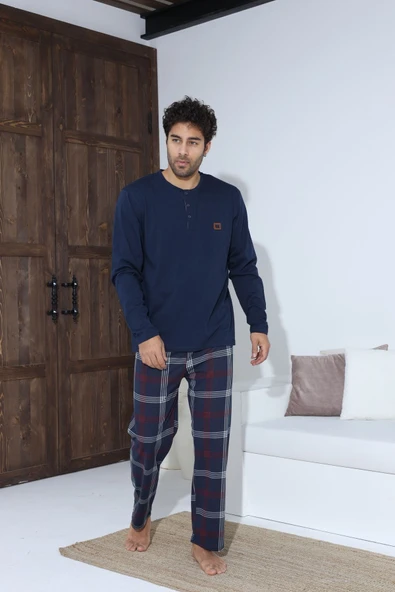 Boyraz Erkek Penye Süprem Uzun Kol Pijama Takımı - 5