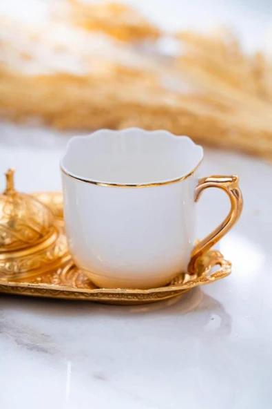 Ayla 2 Kişilik Tepsili Sunum Kahve Fincanı Takımı - 90 ml - Resim 3