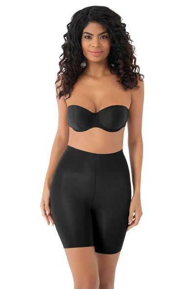 İz Yapmaz Toparlayıcı Lazer Kesim Basen Göbek Toparlayıcı Kadın Paçalı Korse Siyah - Resim 4