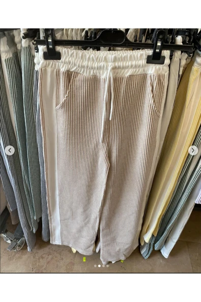 SU YOLU GARNİLİ DÜZ PAÇA PANTOLON - Resim 3