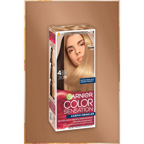 Garnier Çarpıcı Renkler HL3 Koyu Saçlar için Sarı Saç Açıcı Krem Saç Boyası - Resim 3