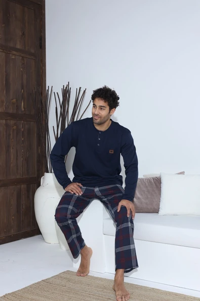 Boyraz Erkek Penye Süprem Uzun Kol Pijama Takımı - 3