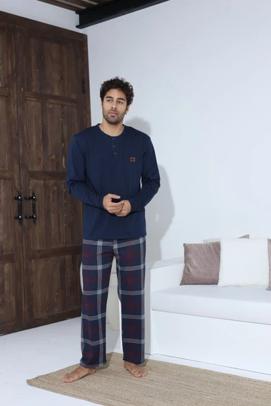 Boyraz Erkek Penye Süprem Uzun Kol Pijama Takımı - 7