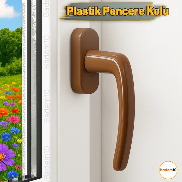 Kahverengi PVC Pencere Kolu Pimapen Uyumlu Sağ-Sol Açılır Yedek Balkon Vidalı Plastik Kol Mekanizma - Resim 2