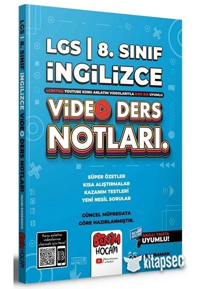 LGS 8. Sınıf İngilizce Video Ders Notları Benim Hocam Yayınları