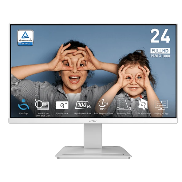 MSI PRO MP2412W 23.8" 100Hz 1ms HDMI DP AdaptiveSync FHD VA Beyaz Monitör ürün görseli
