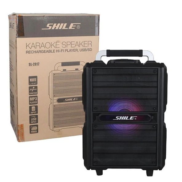 Shile SL-2017 50 Watt Taşınabilir Seyyar Aktif Amfi Hoparlör Kablosuz EL + Yaka Mikrofonlu USB+SD+BT Kumandalı - Resim 8