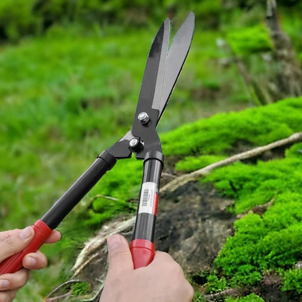 Plastik Saplı Eğri Çim Budama Makası Çalı Çimen Biçme Kesme Makas 50 cm Keskin Metal Bıçkı 1 Adet - Resim 6