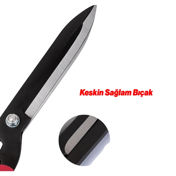 Plastik Saplı Eğri Çim Budama Makası Çalı Çimen Biçme Kesme Makas 50 cm Keskin Metal Bıçkı 1 Adet - Resim 5