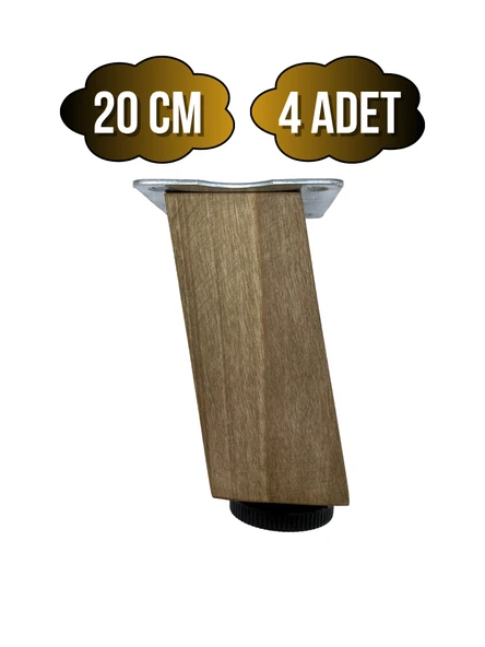 Kale Eğimli Ayarlı Ahşap Ayak Mobilya Masa ve Dolap Ayağı(KOYU CEVİZ)(CEVİZ AĞACI) Ceviz 20cm 20cm - 4 ADET ürün görseli