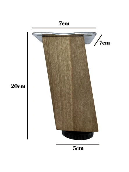 Kale Eğimli Ayarlı Ahşap Ayak Mobilya Masa ve Dolap Ayağı(KOYU CEVİZ)(CEVİZ AĞACI) Ceviz 20cm 20cm - 2 ADET - Resim 5