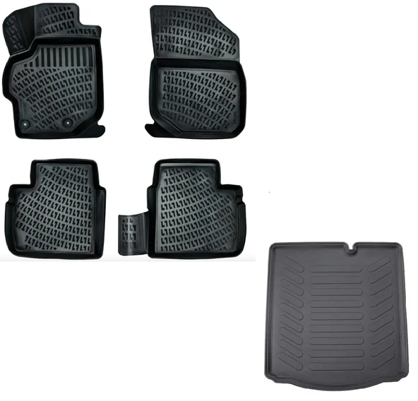 Rizline Citroen C-Elysee 2012 Sonrası Uyumlu 3D Havuzlu Paspas + Bagaj Havuzu Set