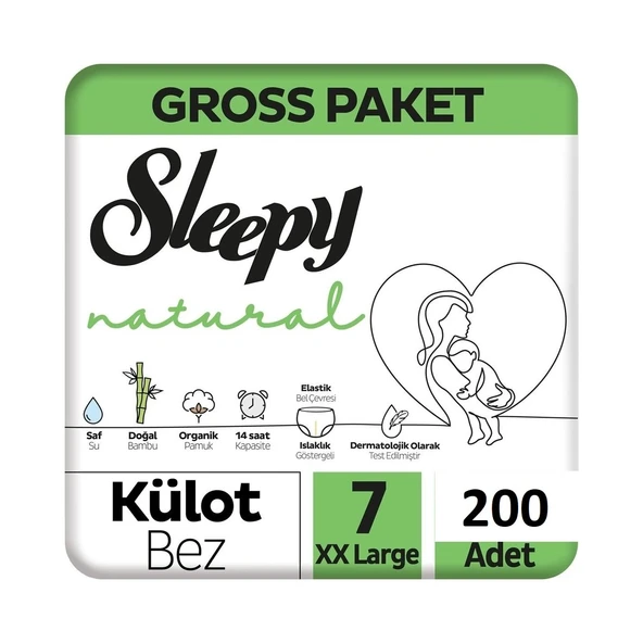 Sleepy Natural Gross Paket Külot Bez 7 Numara ( 20- 30 kg ) Xxlarge 200 Adet ürün görseli