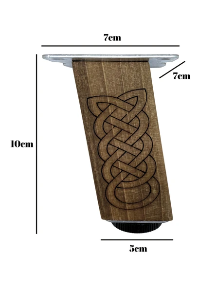 Kale Eğimli Ayarlı Desenli Ahşap Ayak Mobilya Masa ve Dolap Ayağı(KOYU CEVİZ)(CEVİZ AĞACI) Ceviz 10cm 10cm - 1 ADET - Resim 5