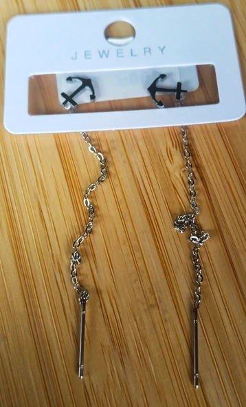 Monalisa Home Gümüş Renk Metalik Figürlü Sallantılı Küpe