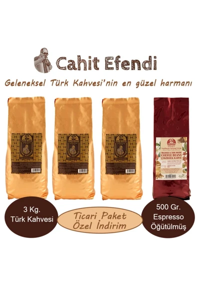 Cahit Efendi Kahveleri 3 Kg.cahit Efendi Türk Kahvesi Ve Kutman 500gr. Espresso Öğütülmüş Kahve