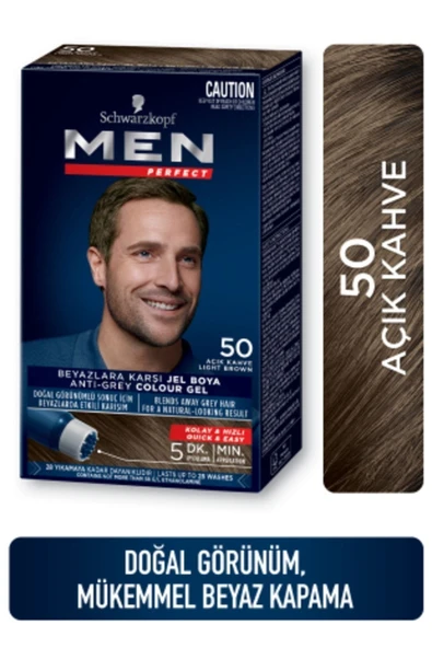 SCHWARZKOPF MEN PERFECT BEYAZLARA KARŞI ETKİLİ KALICI HIZLI JEL SAÇ BOYASI AÇIK KAHVE 50 50 ML - 2