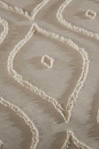 Çeyiz Diyarı Pirot 3 Parça Çift Kişilik Pike Takımı Bej - Resim 4