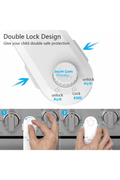 Beyaz Şifreli Çok Amaçlı Açılı Dolap Çekmece Kilidi - Resim 4