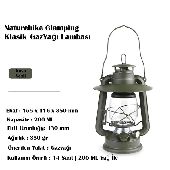 Naturehike Glamping Klasik GazYağı Lambası - Resim 3