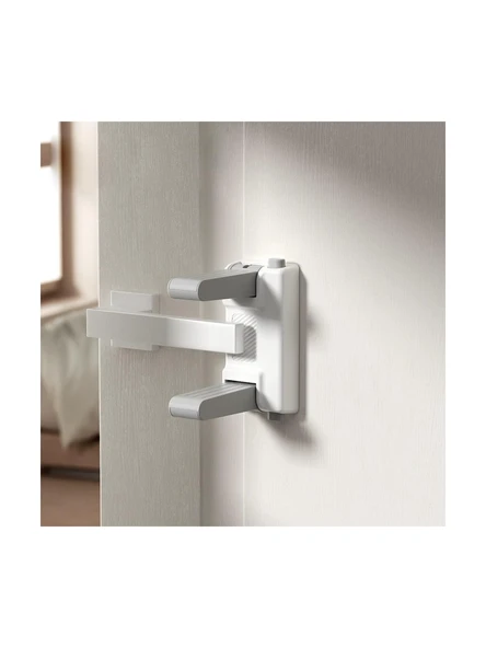 Gri-Beyaz Kapı Kolu Güvenlik Kilidi- Dikey Katlamalı - Resim 3