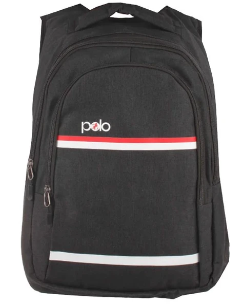 Temel My Polo Sırt Çantası Kırmızı Beyaz Çizgili Füme 8860 ürün görseli