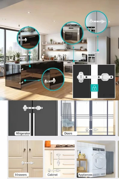 Şeffaf Numaratör Şifreli Çok Amaçlı Esnek Dolap ve Çekmece Kilidi - Resim 5