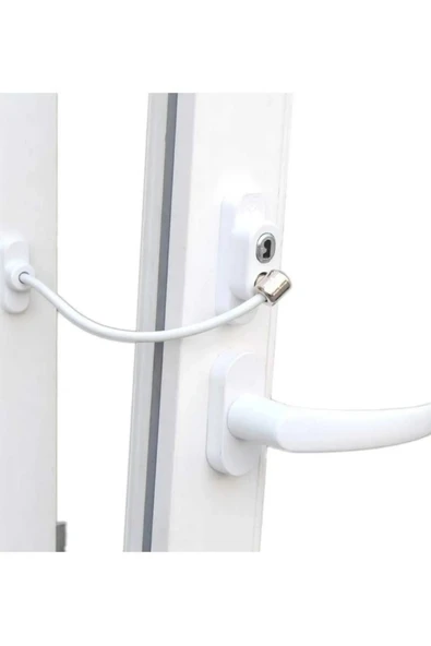 Penkid Çelik Halatlı Kablolu Kapı Pencere Kilidi Beyaz - Resim 3