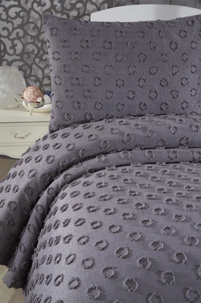 Çeyiz Diyarı Konik 2 Parça Tek Kişilik Pike Takımı Antrasit - Resim 3